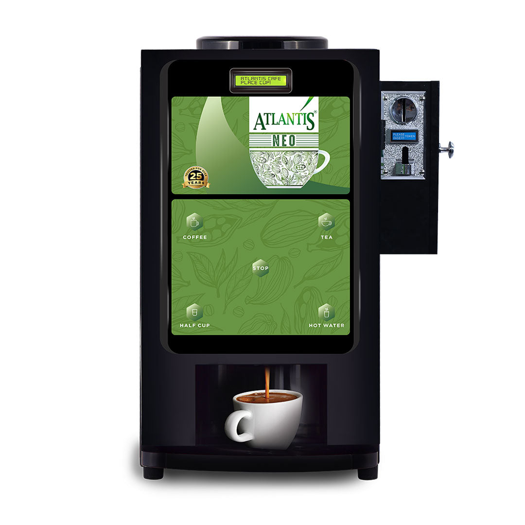 Atlantis Neo Coin Operated 4 Lane Hot Beverage Vending Machine Dedicated Hot Water Atlantis