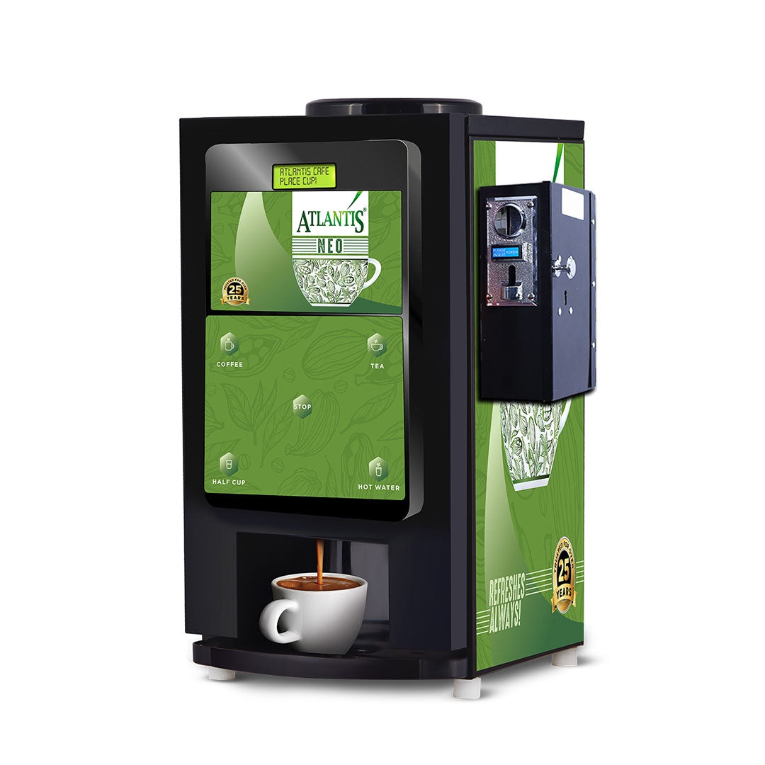 ATLANTIS NEO COIN OPERATED 2-Lane Tea and Coffee Vending Machine- Dedicated Hot Water