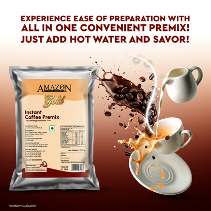 AMAZON Gold Instant Coffee Premix | 750gms Pack for Vending Machines Premix