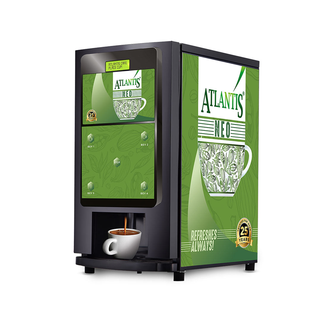 Atlantis Neo Coin Operated 4-Lane Tea Coffee Vending Machine – Dedicated Hot Water