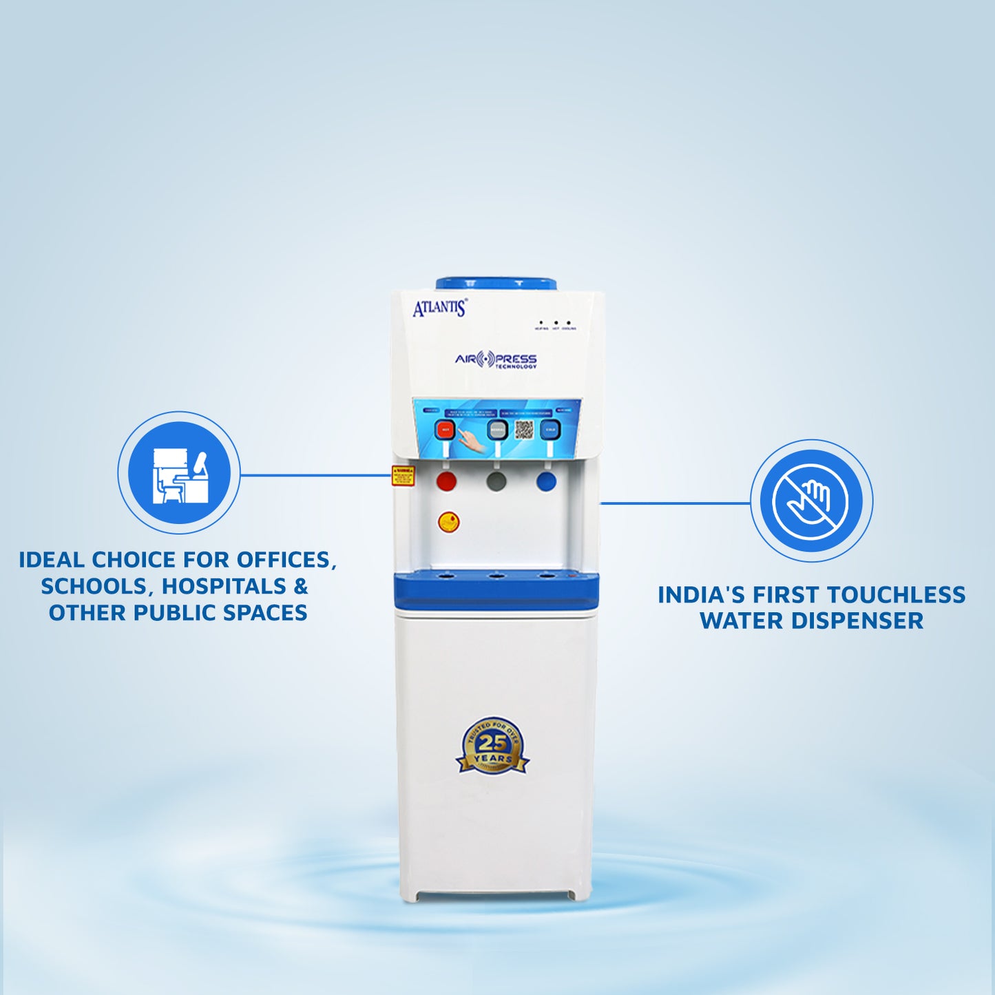 Atlantis AIRPRESS Water Dispenser | Hot, Cold and Normal Water Dispenser