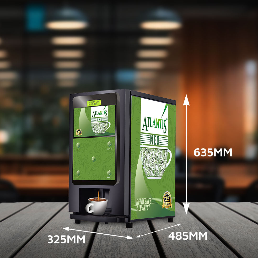 Atlantis Neo Coin Operated 3-Lane Tea and Coffee Vending Machine – Dedicated Hot Water