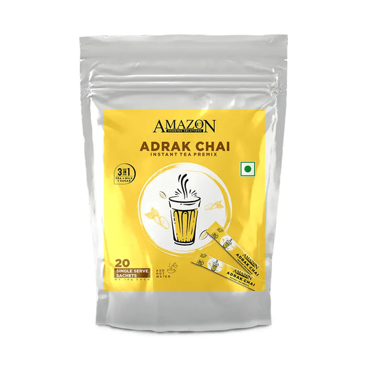 AMAZON 3 in 1 Instant Ginger Tea Premix | 25 Sachets X 14 Grams Pouch Pack