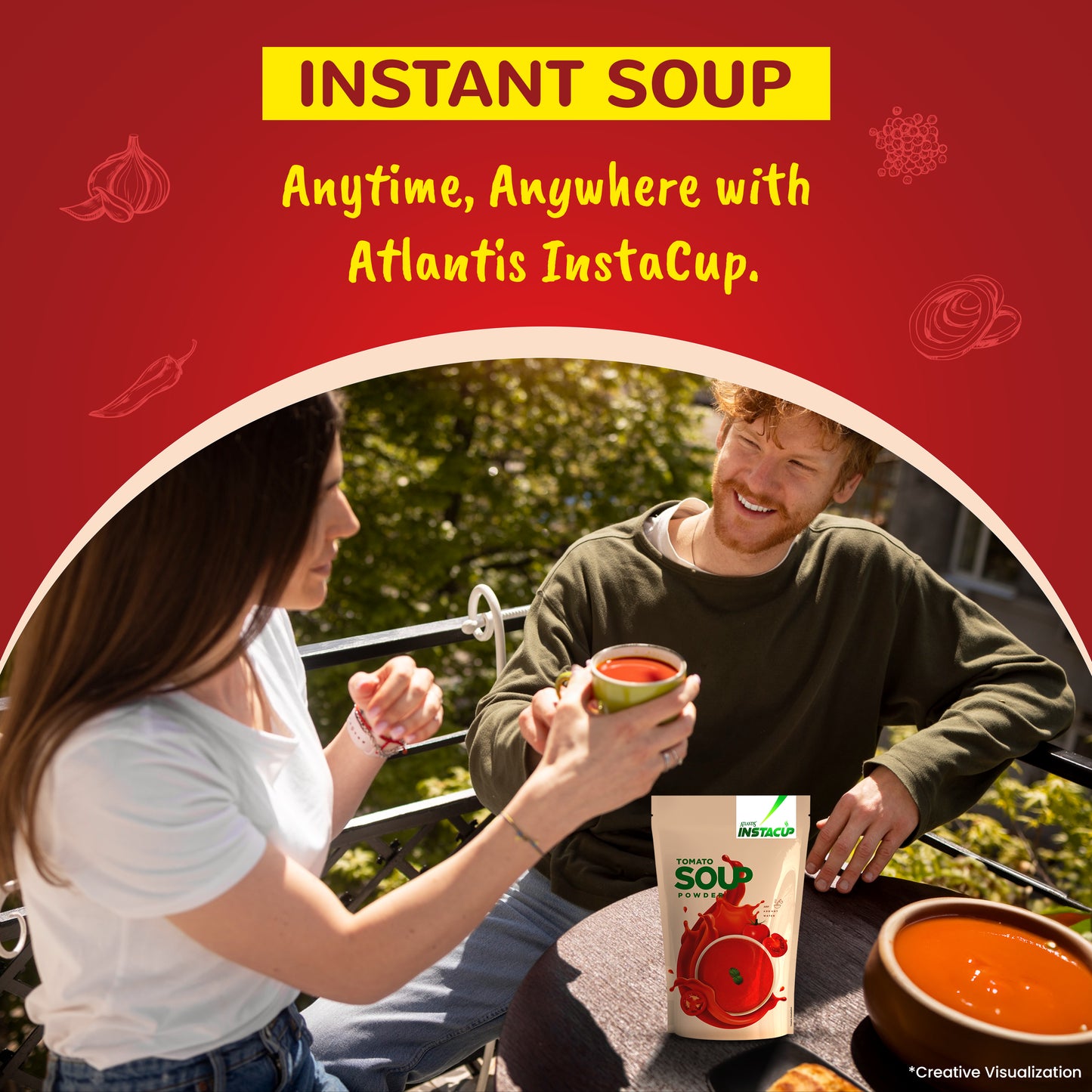 Atlantis Instacup Regular Tomato Soup Powder 500 gms Pack| Just Add Hot Water