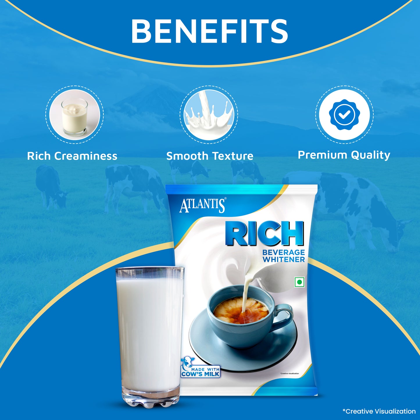 Atlantis Rich Beverage Dairy Whitener | 500gms Pack for Select Machines