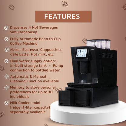 ATLANTIS BREW Fully Automatic Bean to Cup Coffee Machine | 8 Options Beverage | Uses Fresh Milk