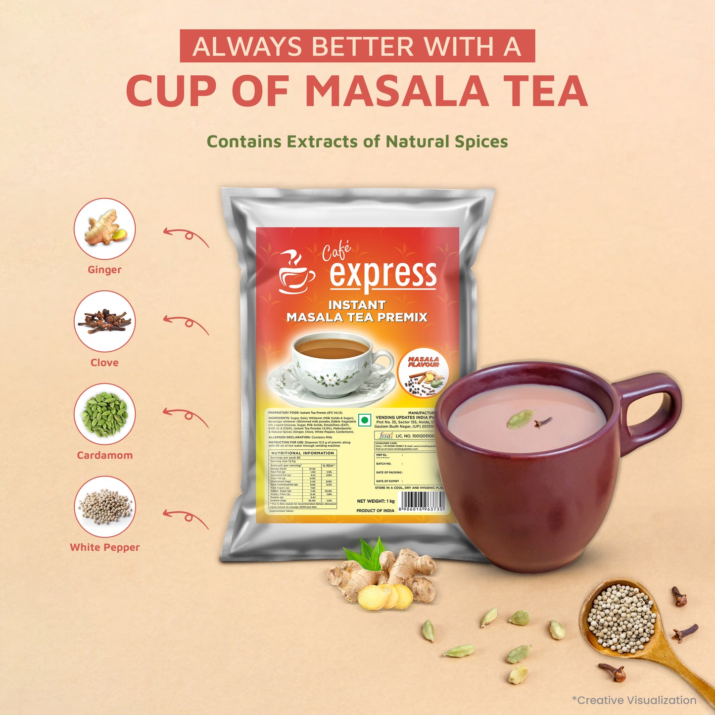 Cafe Express Instant Masala Tea Premix for Vending Machines