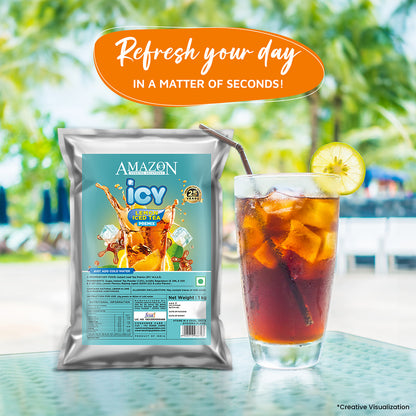 AMAZON Icy Lemon Flavoured Iced Tea Premix | 1kg |  Just Add Cold Water | Uses In Cold Beverage Vending Machine