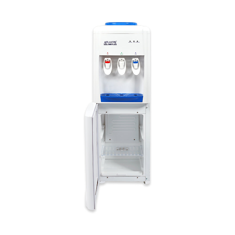 ATLANTIS SKY (Hot, Normal & Cold) Floor Standing Water Dispenser | Cooling Cabinet (Small Fridge)- 3 Taps