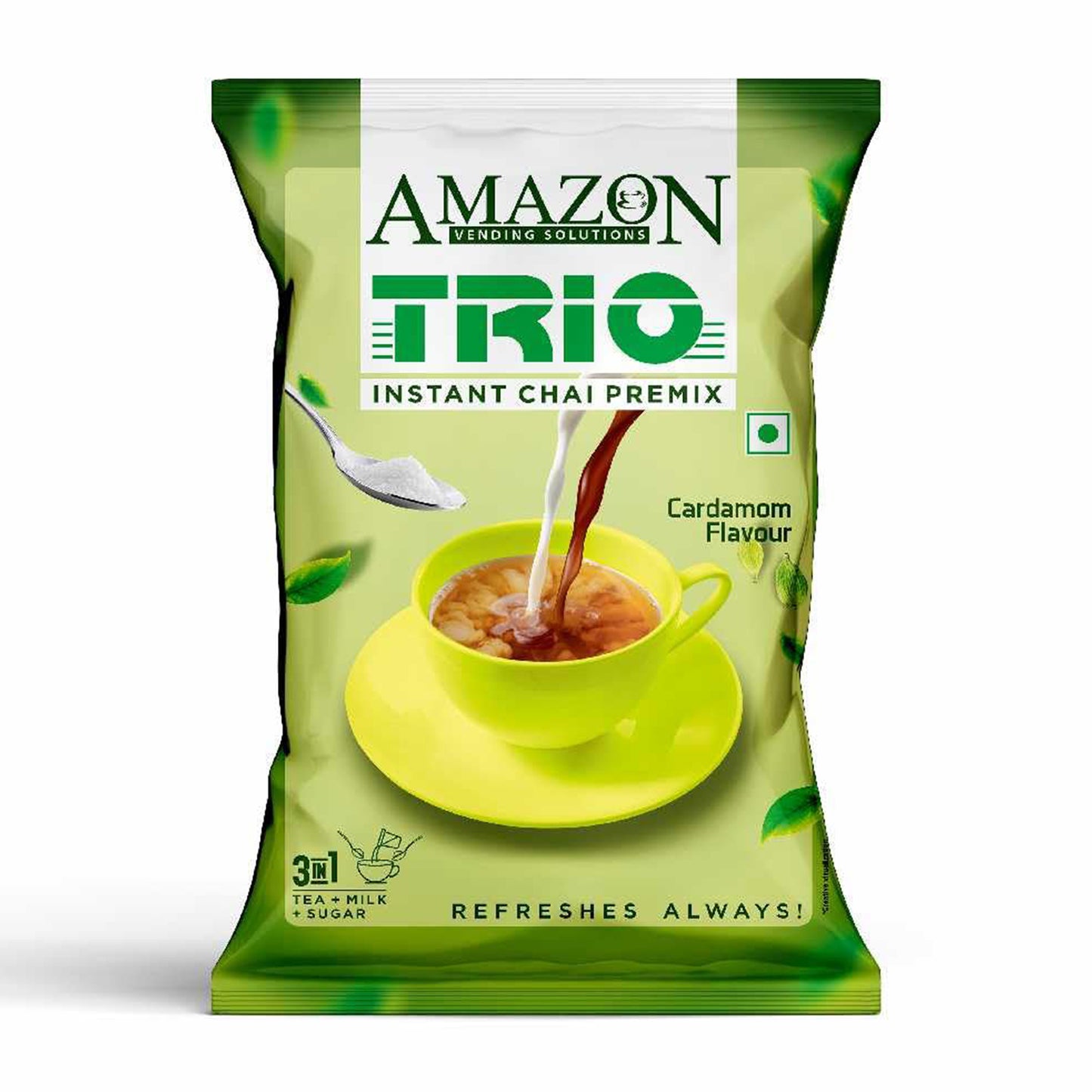 AMAZON Trio 3-in-1 Instant Cardamom Chai Premix Powder | Ideal for Vending Machine| Manually Uses Just Adding Hot Water & Stir