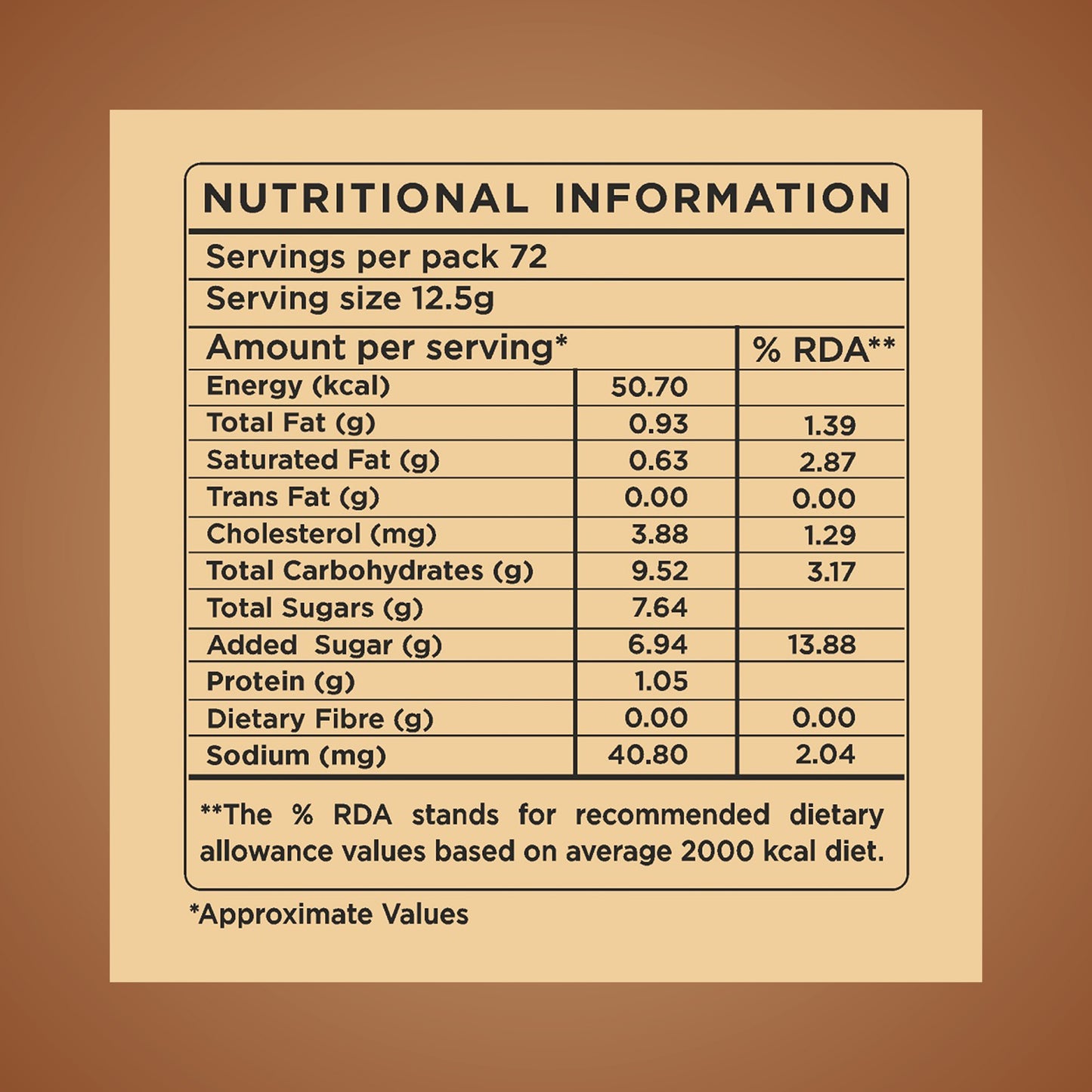 AMAZON Trio 3-in-1 Instant Coffee Premix Nutritional Information 