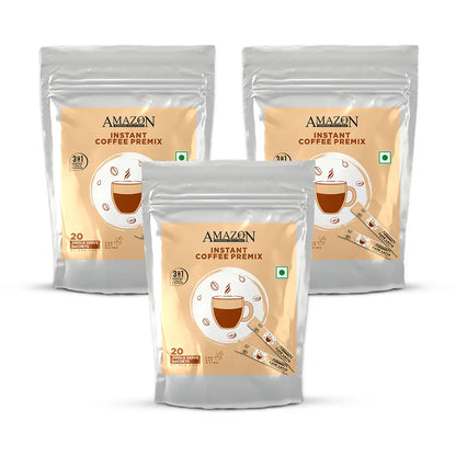 AMAZON 3-in-1 Instant Coffee Premix | 20 Sachets X 20 Grams Pouch