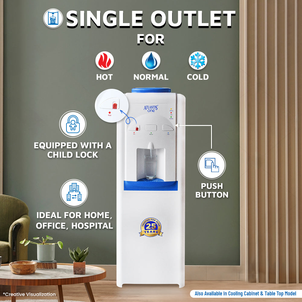 ATLANTIS ONE Floor Standing Water Dispenser | Hot, Normal & Cold- 3 Taps