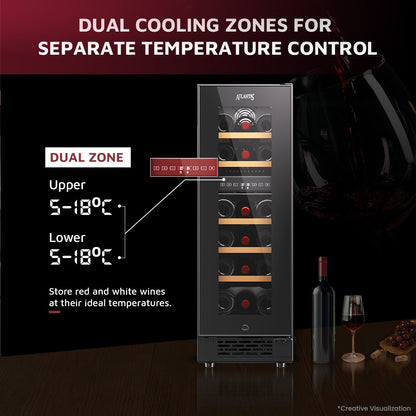 Atlantis Wine Cooler | 17 Wine Bottles Storage | Dual Cooling Zones